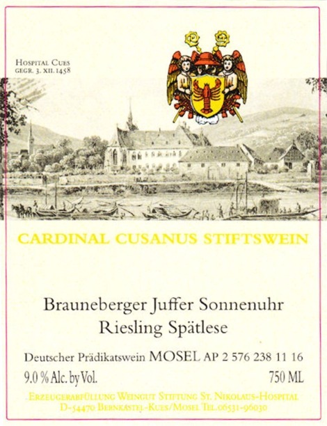 Weingut St. Nikolaus Hospital Brauneberger Juffer-Sonnenuhr Riesling Spatlese 2015