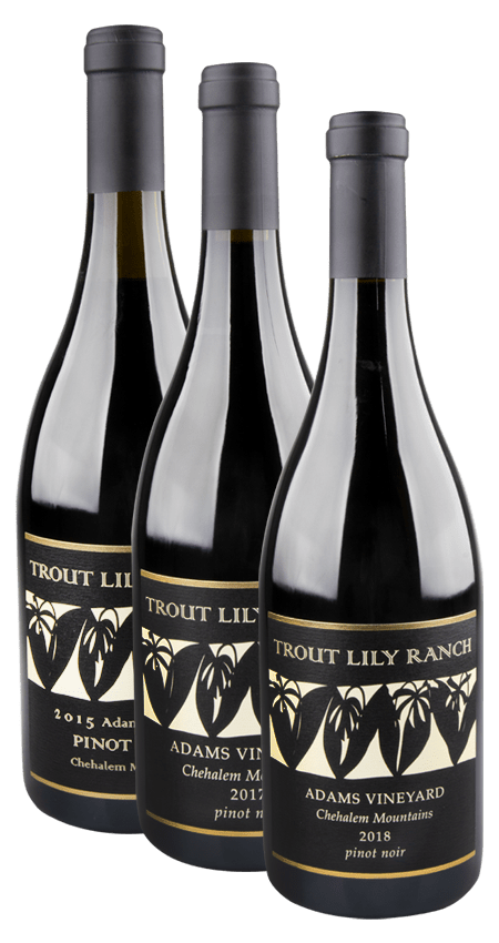 Willamette Valley Pinot Noir Single Vineyard 3 Year Vertical 2015, 2017, 2018 Trout Lily Ranch Chehalem Mountains