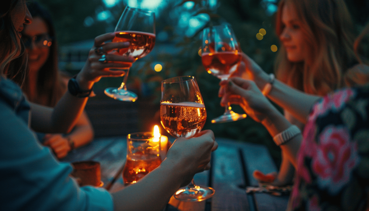 A group of friends enjoying a glass of rose