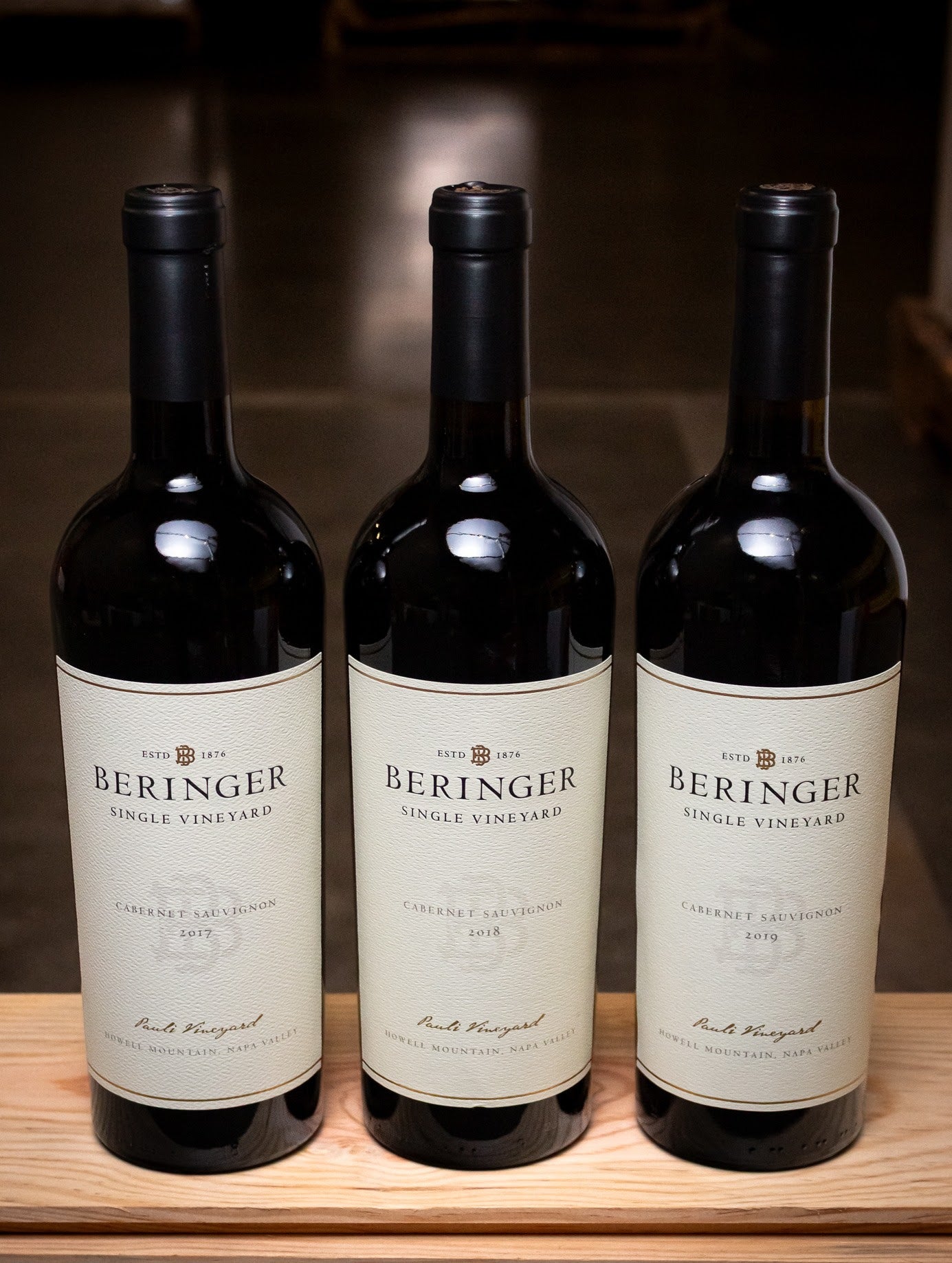 Beringer Vineyards Cabernet Sauvignon Pauli Vineyard Howell Mountain Napa Valley Vertical Multi Vintage (3-Pack)