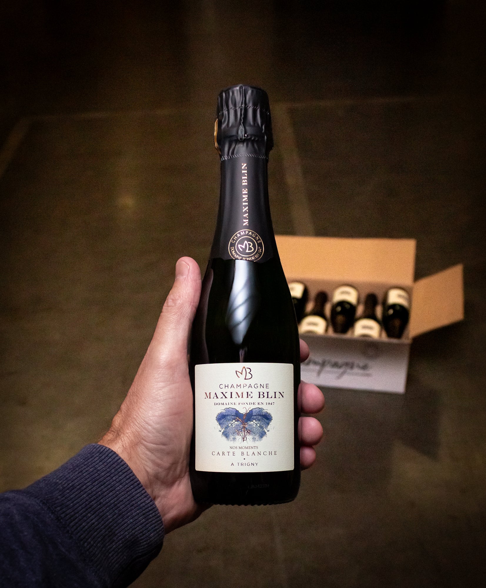 Champagne Maxime Blin Nos Moments Carte Blanche Extra Brut Trigny NV (Half Bottle 375mL)